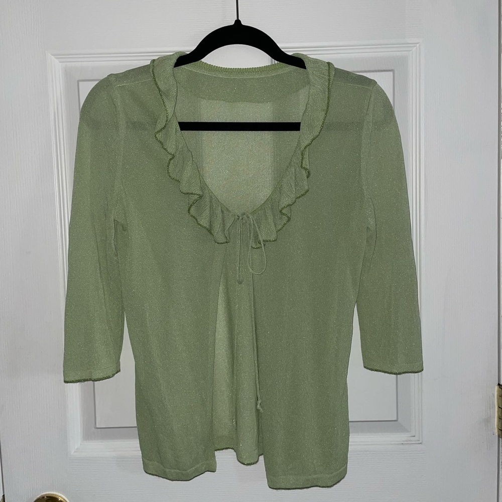 Green Ruffle Tie Top